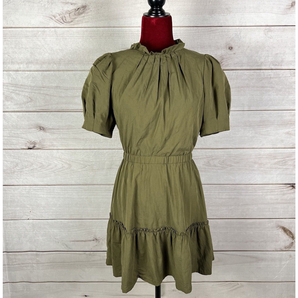 Alice and Olivia Vida Puff Sleeve Mini Dress Ruffle